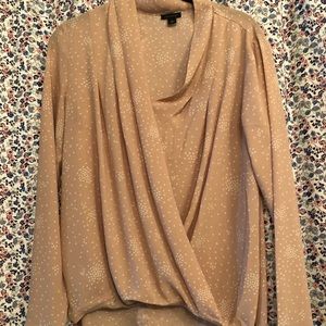 Draped pink flowy patterned Ann Taylor blouse